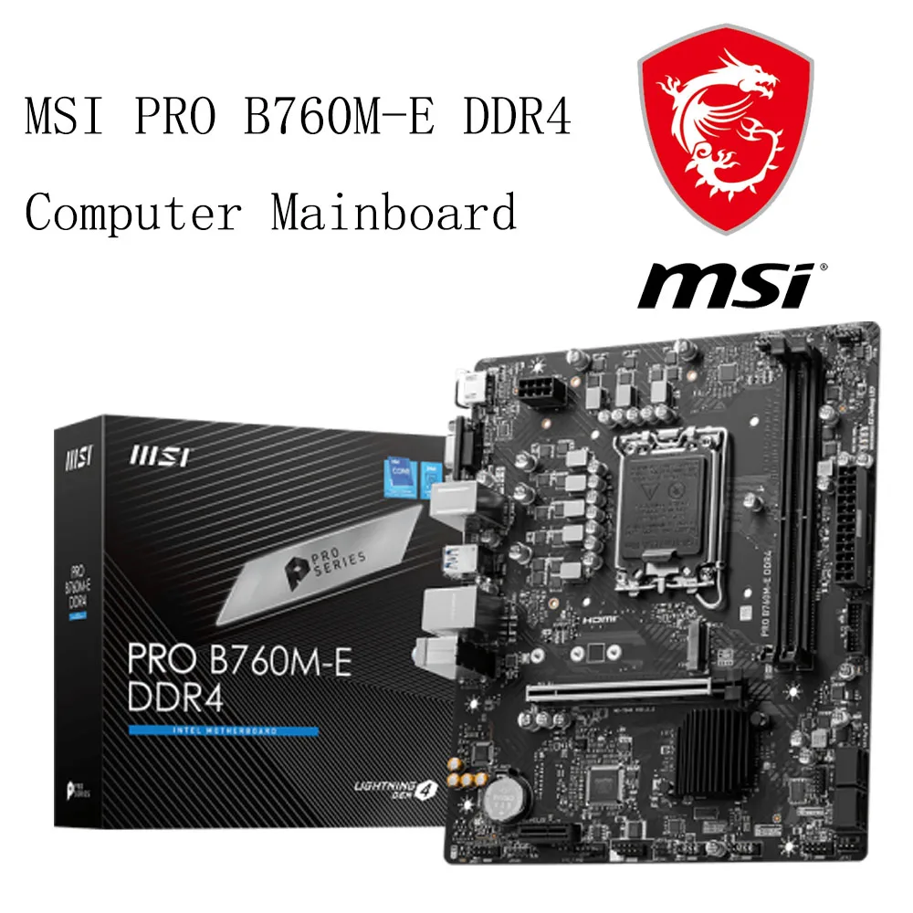 MSI Mainboard Pro B760M-E DDR4 Gaming Computer Motherboard Support CPU 13490F/14400F/13400F(Intel B760/LGA 1700)
MSI Mainboard Pro B760M-E DDR4 Gaming Computer Motherboard Support CPU 13490F/14400F/13400F(Intel B760/LGA 1700)