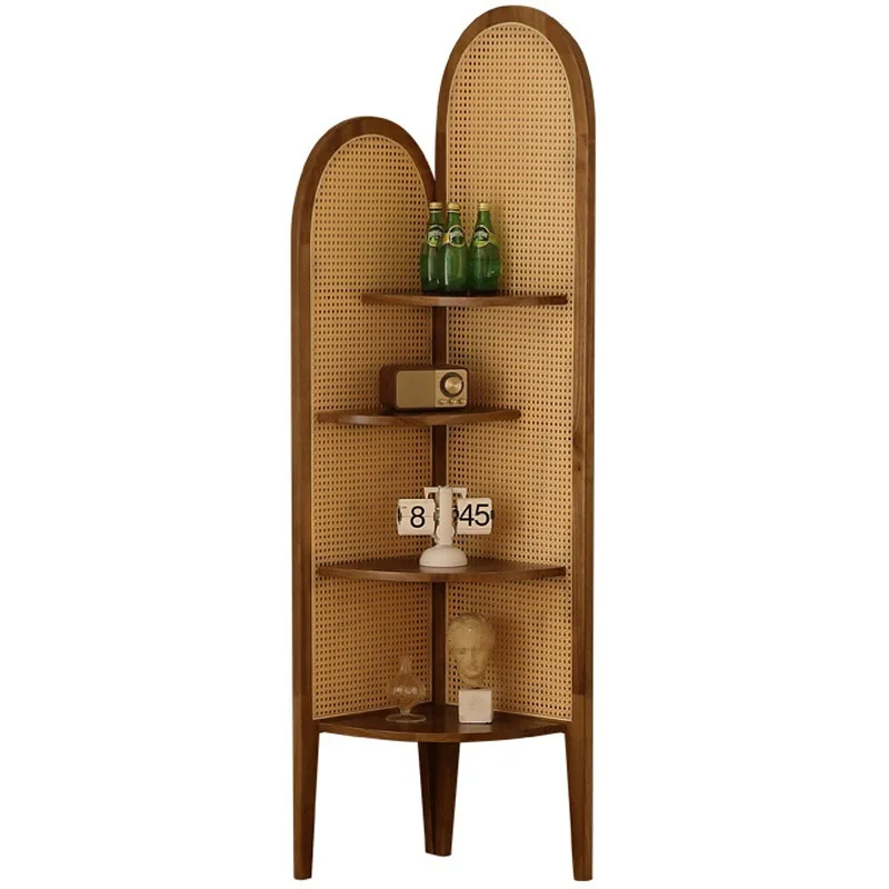 Chinese retro rattan corner cabinet shelf living room sofa bedroom wall corner triangle implementation wooden bookshelf screen
Chinese retro rattan corner cabinet shelf living room sofa bedroom wall corner triangle implementation wooden bookshelf screen