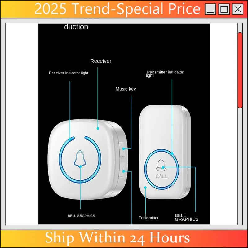 CHYY Top Wireless Doorbell Intelligent Welcome Door Bell 300M 60 Songs Melodies Home Smart Doorbell
CHYY Top Wireless Doorbell Intelligent Welcome Door Bell 300M 60 Songs Melodies Home Smart Doorbell