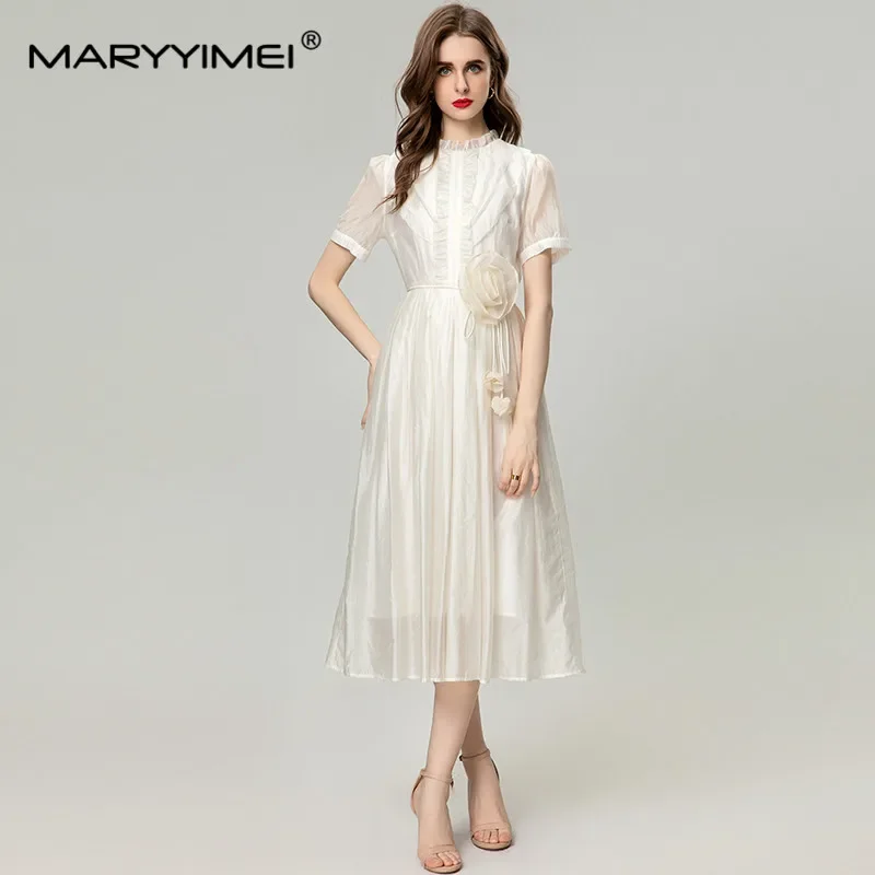 MARYYIMEI Fashion Women's New Stand-Up Collar Short-Sleeved Edible Tree Fungus Flower Lace-Up Elegant Party Dress MIDI Dresses
MARYYIMEI Fashion Women's New Stand-Up Collar Short-Sleeved Edible Tree Fungus Flower Lace-Up Elegant Party Dress MIDI Dresses