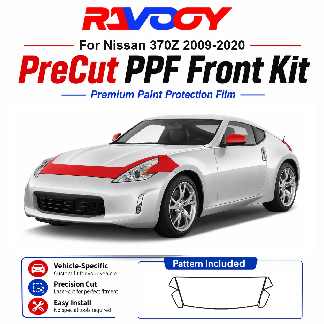 8.5mil TPU Precut PPF Kit For Nissan 370Z 2009-2020 - Hood, Fenders & Mirror Set - Self-Healing Clear Bra Film
8.5mil TPU Precut PPF Kit For Nissan 370Z 2009-2020 - Hood, Fenders & Mirror Set - Self-Healing Clear Bra Film