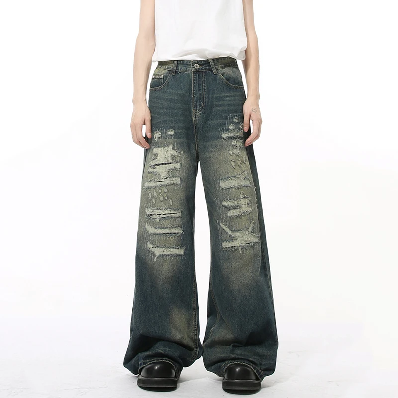 High Street Men's Denim Pants Hole Worn-out Streetwear Trousers Straight Wide Leg Casual Male Jeans New Autumn 2024 9C8513
High Street Men's Denim Pants Hole Worn-out Streetwear Trousers Straight Wide Leg Casual Male Jeans New Autumn 2024 9C8513