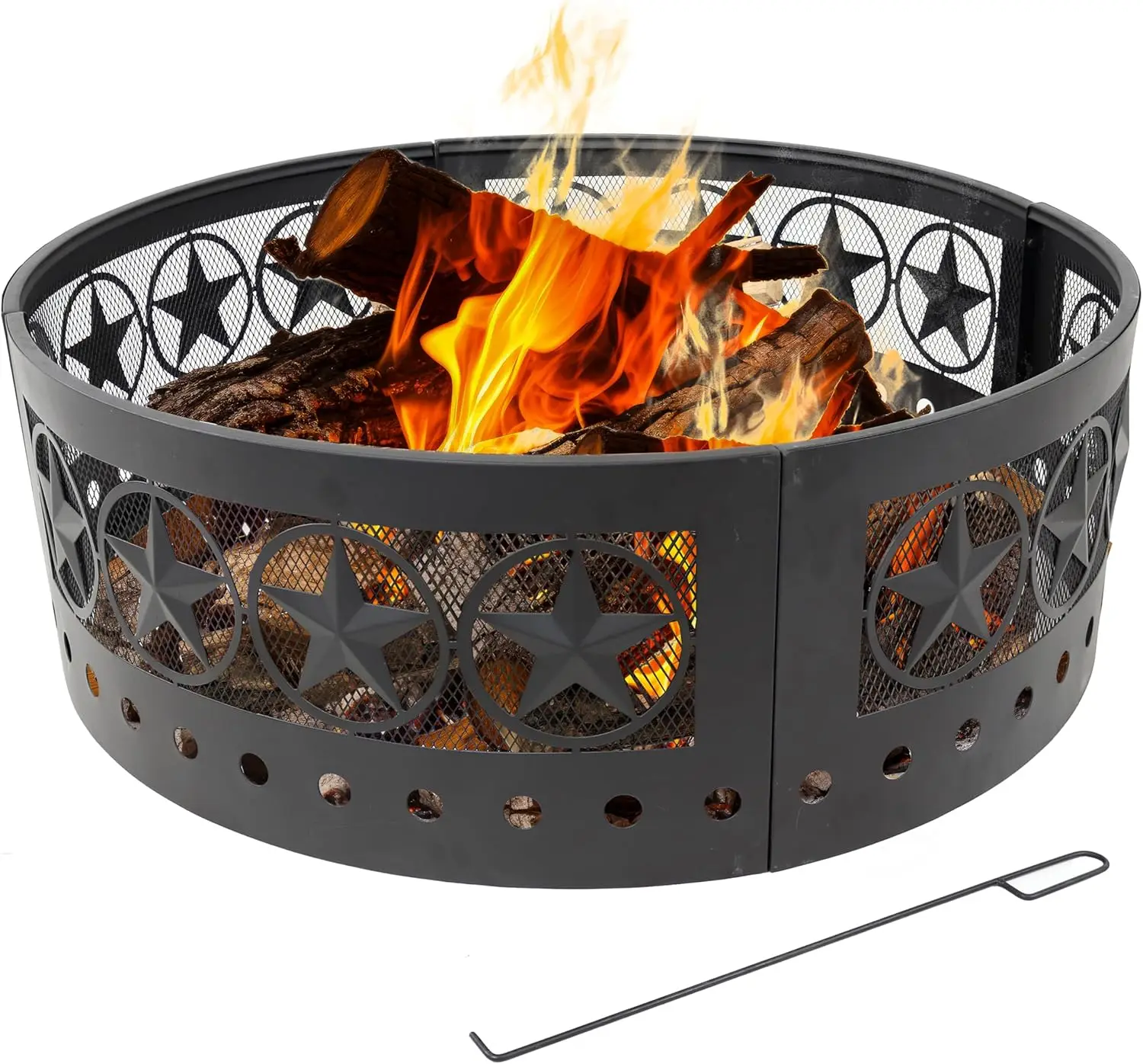 Sunnydaze 36 Inch Outdoor Fire Pit Ring with Poker Round Heavy Duty Steel Fire Ring for Camping or Backyard 4 Star 12 H
Sunnydaze 36 Inch Outdoor Fire Pit Ring with Poker Round Heavy Duty Steel Fire Ring for Camping or Backyard 4 Star 12 H