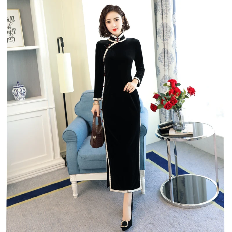 Винтажное бархатное платье-ципао с длинным рукавом, облегающее, для повседневной носки, с низким разрезом, модель №7860
Винтажное бархатное платье-ципао с длинным рукавом, облегающее, для повседневной носки, с низким разрезом, модель №7860