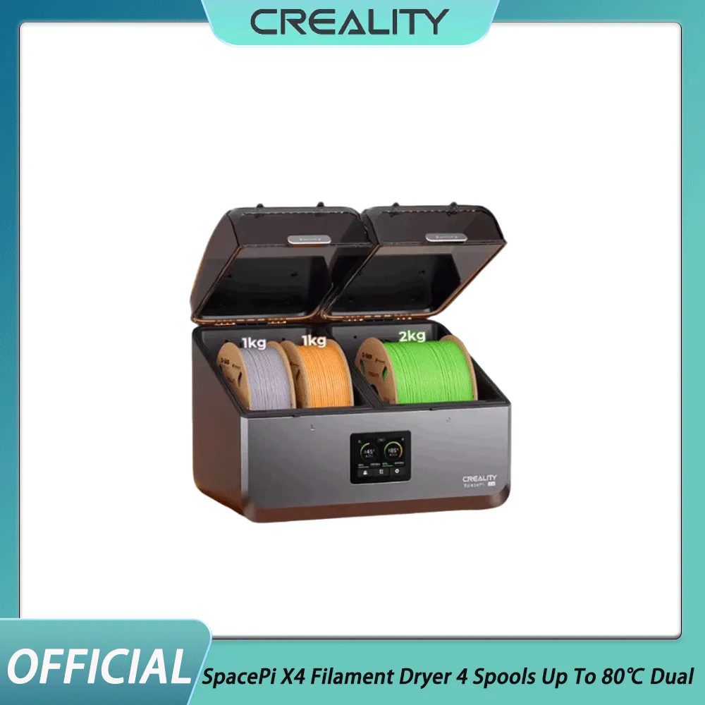Creality SpacePi X4 Filament Dryer 4 Spools Up To 80℃ Dual Independent Heating Chambers Auto Silent Original for All 3D Printer
Creality SpacePi X4 Filament Dryer 4 Spools Up To 80℃ Dual Independent Heating Chambers Auto Silent Original for All 3D Printer