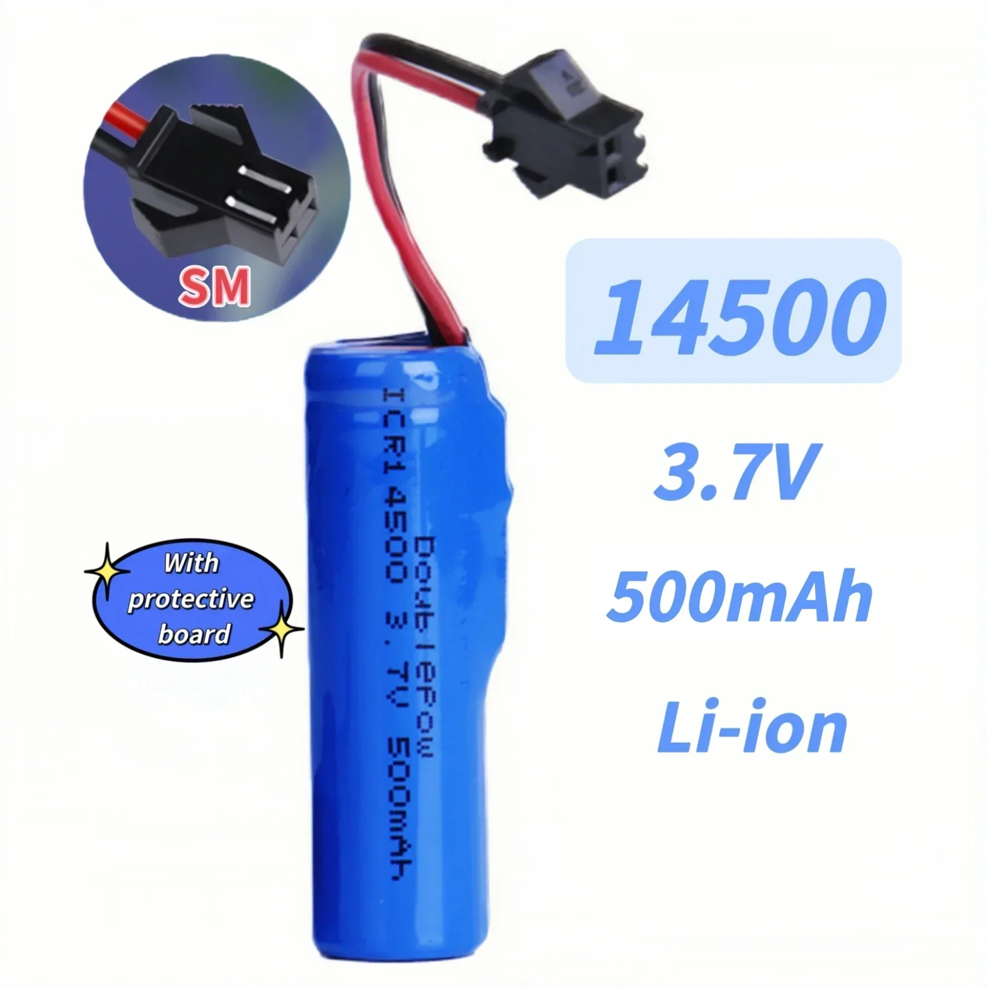 14500 battery with SM Plug 3.7V 500mAh Lithium Battery for Shaver Dron Vacuum cleaner Speaker Flashlight Electric toothbrush
14500 battery with SM Plug 3.7V 500mAh Lithium Battery for Shaver Dron Vacuum cleaner Speaker Flashlight Electric toothbrush