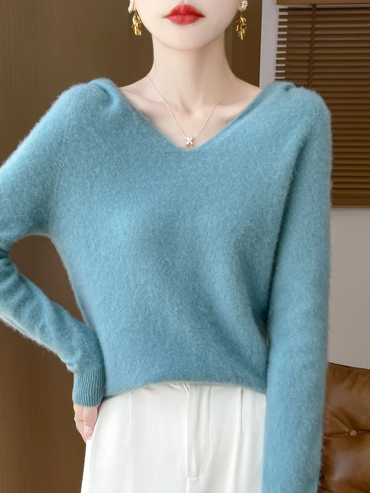 Autumn Winter Women Sweater Pullover Hoodies V-neck 100% Merino Wool Knitwear Raglan Sleeve Basic Cashmere Solid Female Clothing
Autumn Winter Women Sweater Pullover Hoodies V-neck 100% Merino Wool Knitwear Raglan Sleeve Basic Cashmere Solid Female Clothing