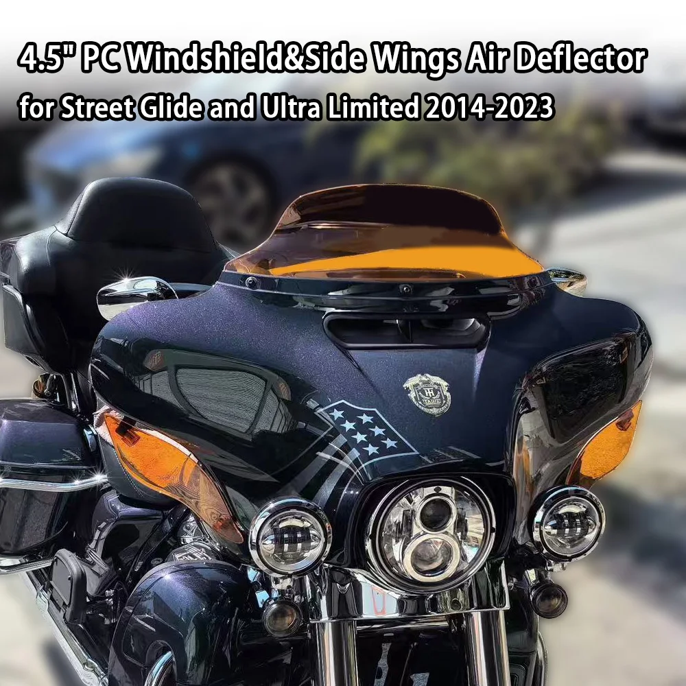 4.5" Colored PC Windshield Windscreen&Side Wings Air Deflector for Harley Street Glide and Ultra Limited 2014-2023
4.5" Colored PC Windshield Windscreen&Side Wings Air Deflector for Harley Street Glide and Ultra Limited 2014-2023