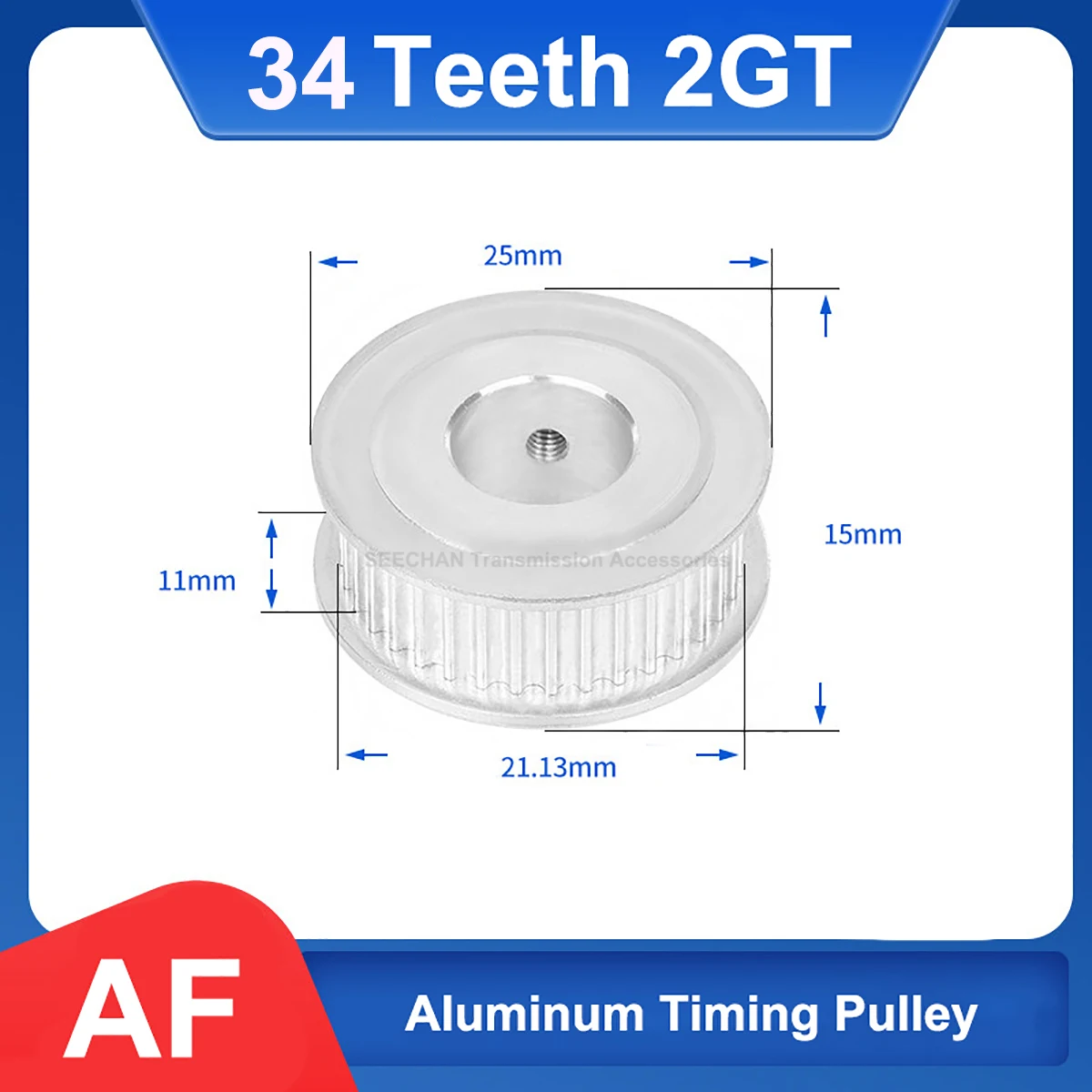 34 Teeth 2GT Timing Pulley Bore 4/5/6/6.35/8/10 - 15mm Aluminum Synchronous Wheel 3D Printer Parts For Width 10mm Timing Belt
34 Teeth 2GT Timing Pulley Bore 4/5/6/6.35/8/10 - 15mm Aluminum Synchronous Wheel 3D Printer Parts For Width 10mm Timing Belt