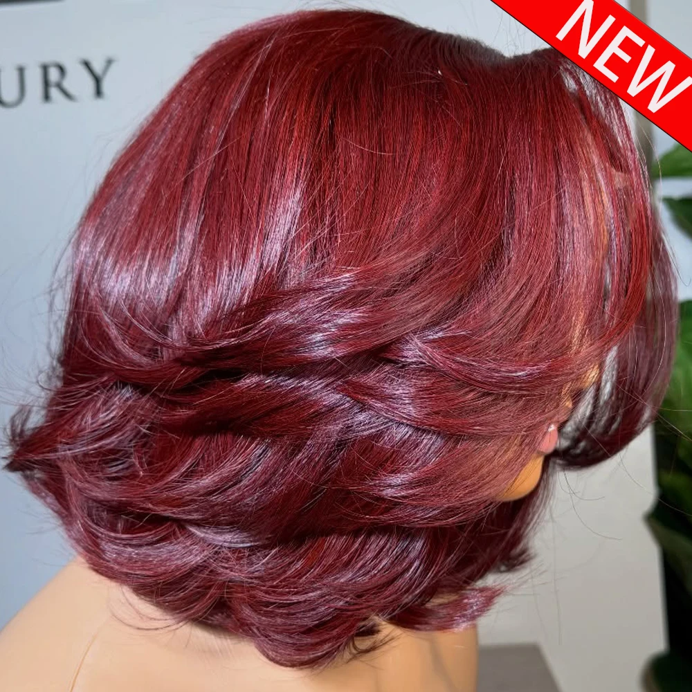 300/400 Density Burgundy Red #99J Layered Bob Wig 13x4 HD Lace Front Wig Body Wave Glueless 100% Human Hair 14 Inch Colored Wigs
300/400 Density Burgundy Red #99J Layered Bob Wig 13x4 HD Lace Front Wig Body Wave Glueless 100% Human Hair 14 Inch Colored Wigs