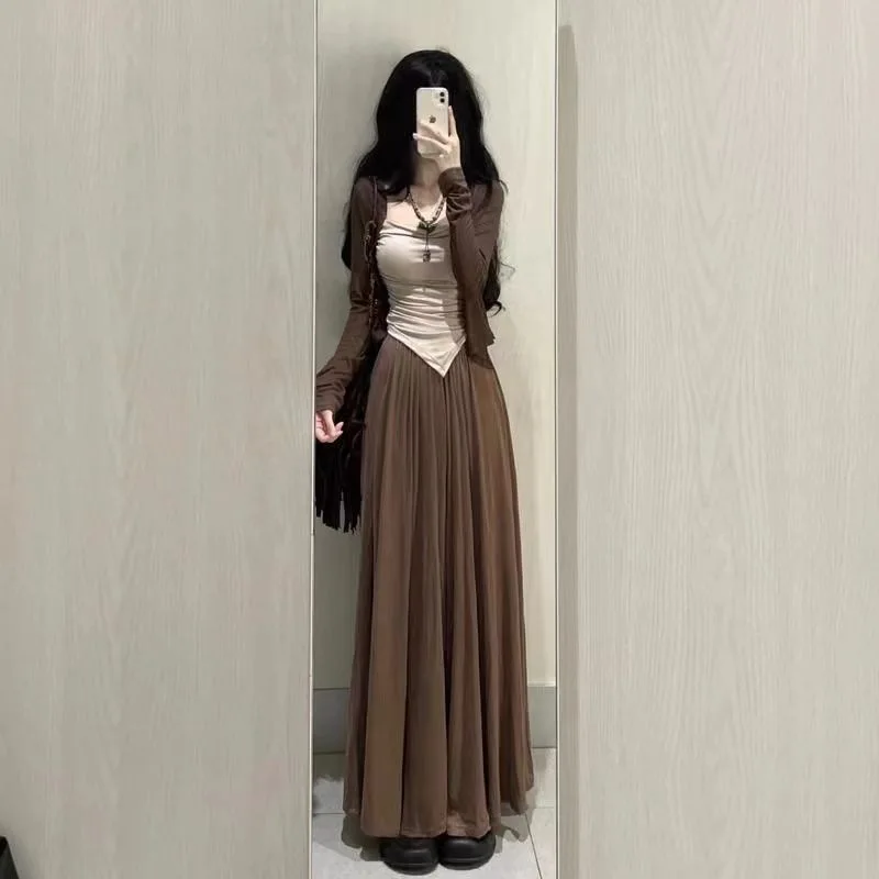 Комплекты из 3 предметов, женский кардиган, пальто, камзол, широкие брюки, костюм, складной топ на бретельках, брюки, женская повседневная одежда, осенний ансамбль 
Комплекты из 3 предметов, женский кардиган, пальто, камзол, широкие брюки, костюм, складной топ на бретельках, брюки, женская повседневная одежда, осенний ансамбль