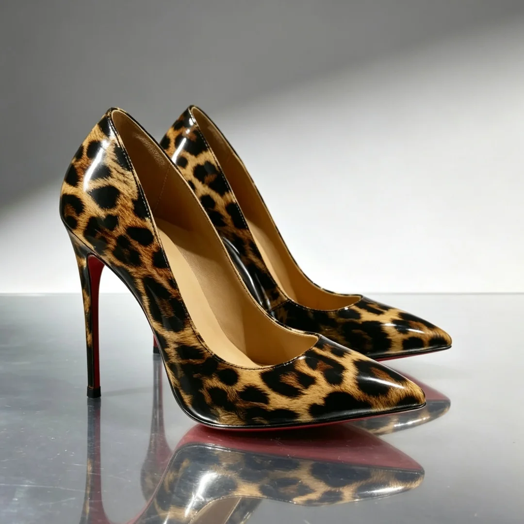 Pointed Toe Red Sole Single Shoes Female 10cm 12cm Stiletto High Heels Lady New Brown Animal Pattern Patent Leather Women Pumps
Pointed Toe Red Sole Single Shoes Female 10cm 12cm Stiletto High Heels Lady New Brown Animal Pattern Patent Leather Women Pumps