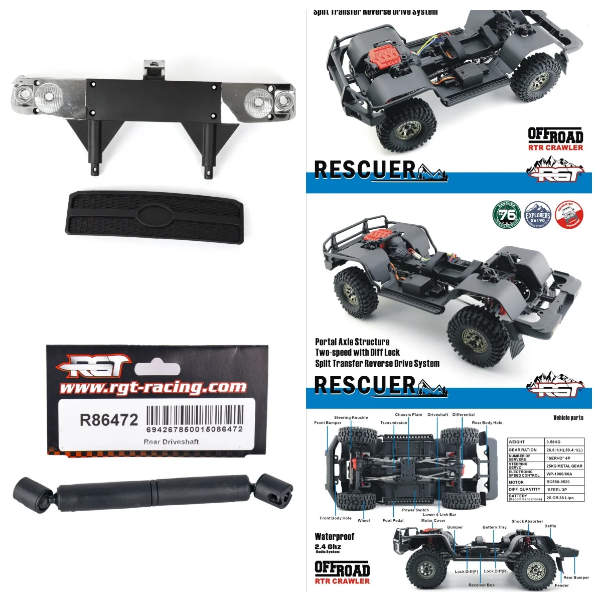 RGT Spare Parts R86472 R86484 for EX86190 EX86160 1/10 Realistic Crawler 4WD Real Hard-core R/C Off-road Vehicle
RGT Spare Parts R86472 R86484 for EX86190 EX86160 1/10 Realistic Crawler 4WD Real Hard-core R/C Off-road Vehicle