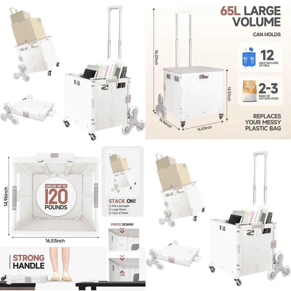 Stair-Climbing Rolling Crate for Shopping, Laundry, and Teaching - White
Stair-Climbing Rolling Crate for Shopping, Laundry, and Teaching - White