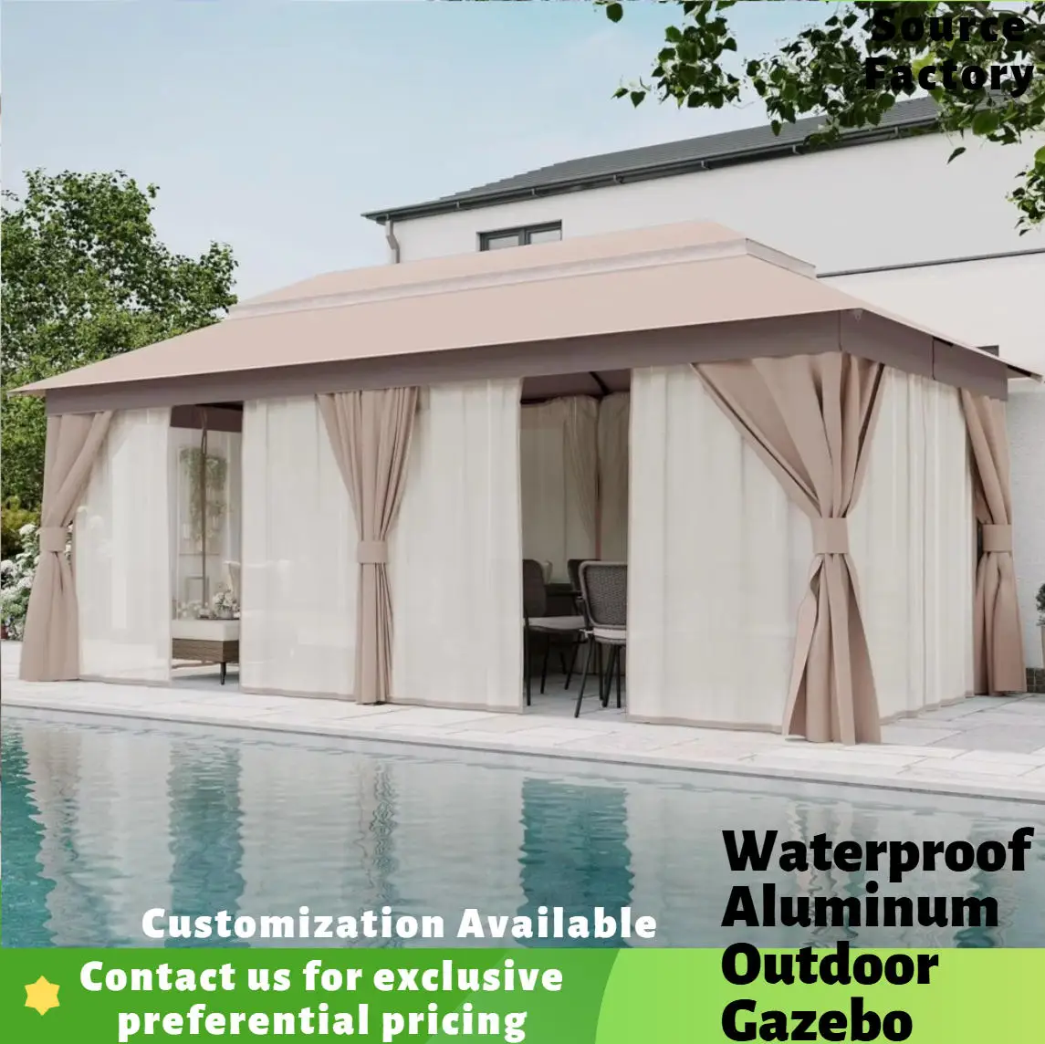 10x20FT Heavy Duty Patio Gazebo Double Roof Mosquito Net Privacy Screen Backyard Garden Outdoor Party Tent Waterproof Custom
10x20FT Heavy Duty Patio Gazebo Double Roof Mosquito Net Privacy Screen Backyard Garden Outdoor Party Tent Waterproof Custom