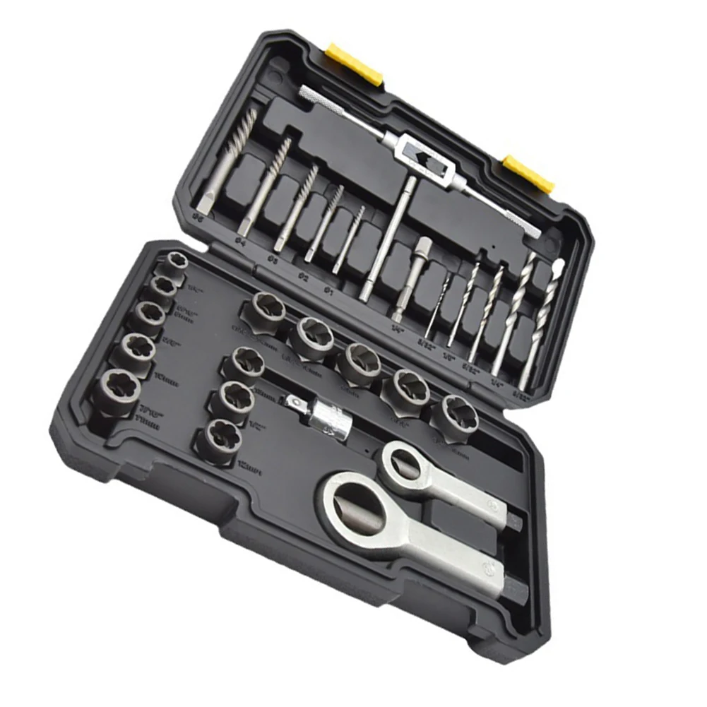 Comprehensive 29pc Screw Extractor Kit with Hex Adapter for Efficient Removal of Stripped or Rounded Fasteners