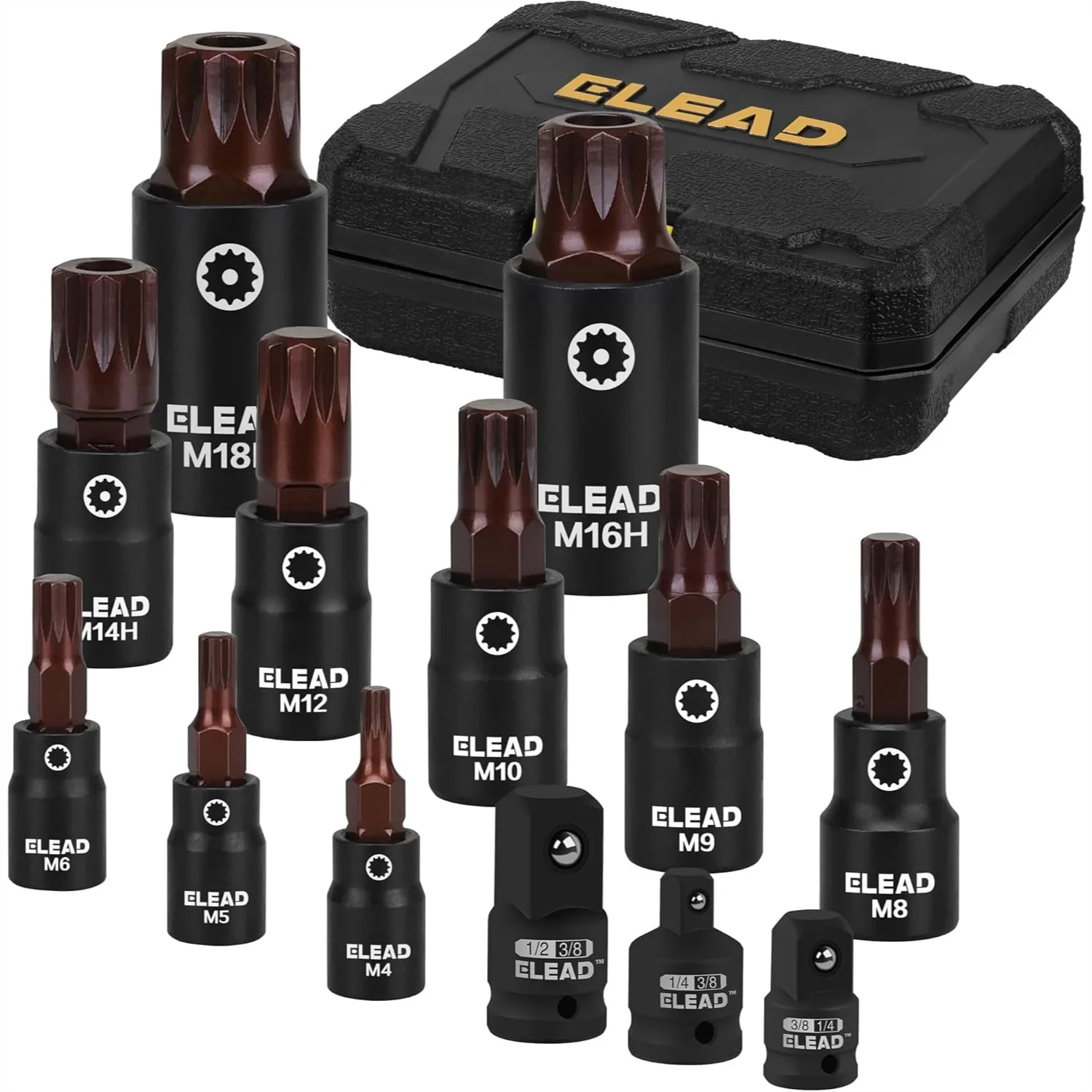 13-Piece XZN Triple Square Spline Bit Impact Socket Set Premium S2 Steel M4-M18 with Socket Adapters 1/4 3/8 1/2 Drive for Mechanic Garage Tools
13-Piece XZN Triple Square Spline Bit Impact Socket Set Premium S2 Steel M4-M18 with Socket Adapters 1/4 3/8 1/2 Drive for Mechanic Garage Tools