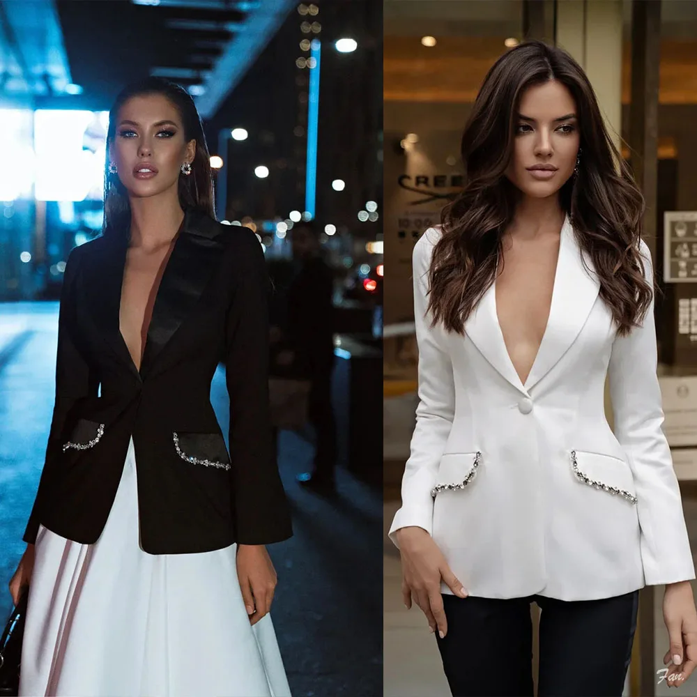 Women's Dresses Suit Gowns Elegant Peaked Lapel One Button Jacket Coat And Pants For Female Satin 2 Pieces Suit Customized W528
Women's Dresses Suit Gowns Elegant Peaked Lapel One Button Jacket Coat And Pants For Female Satin 2 Pieces Suit Customized W528