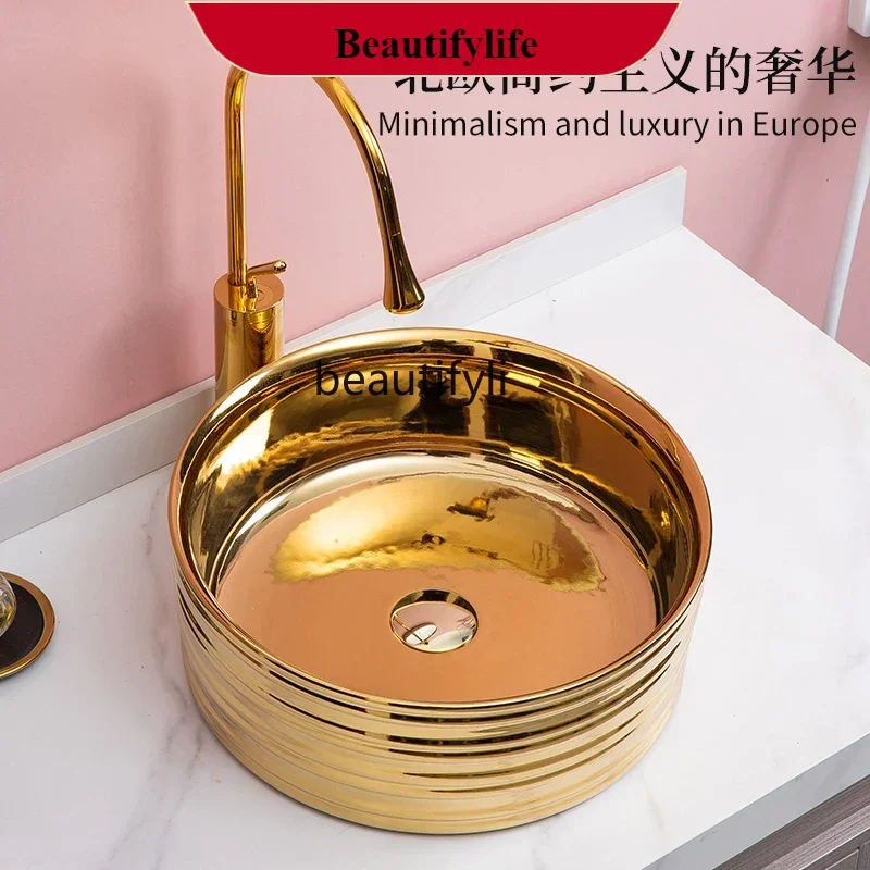 B185 Golden counter wash basin toilet round wash basin Nordic hotel club art wash basin
B185 Golden counter wash basin toilet round wash basin Nordic hotel club art wash basin