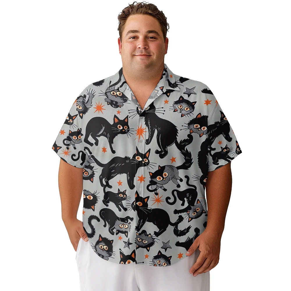 2024 new Hawaii Men's shirts plus size Halloween cartoon cute little black cat printed clothing casual short-sleeved
2024 new Hawaii Men's shirts plus size Halloween cartoon cute little black cat printed clothing casual short-sleeved