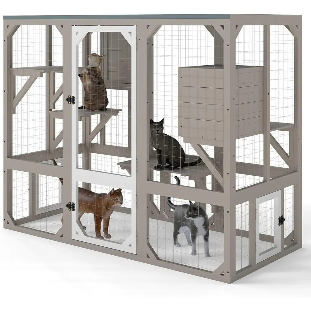 L Большой уличный комод Catio для кошек с деревянным окном, 3 платформами для прыжков и гостиная для ферменных кошек, атмосферостойкая крыша для
L Большой уличный комод Catio для кошек с деревянным окном, 3 платформами для прыжков и гостиная для ферменных кошек, атмосферостойкая крыша для