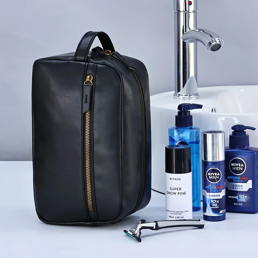 Men's Waterproof PU Leather Toiletry Bag - Durable, Portable, and Hypoallergenic Large Cosmetic Organizer Pouch
Men's Waterproof PU Leather Toiletry Bag - Durable, Portable, and Hypoallergenic Large Cosmetic Organizer Pouch
