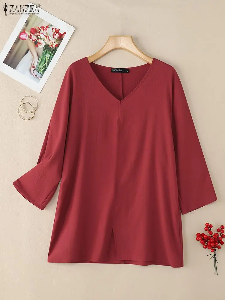 ZANZEA Блузки с рукавами 3/4, женские повседневные свободные блузки с v-образным вырезом, однотонная длинная блузка с разрезом по подолу, осень 202, повседневная одежда, 3 цвета, S-3XL
ZANZEA Блузки с рукавами 3/4, женские повседневные свободные блузки с v-образным вырезом, однотонная длинная блузка с разрезом по подолу, осень 202, повседневная одежда, 3 цвета, S-3XL