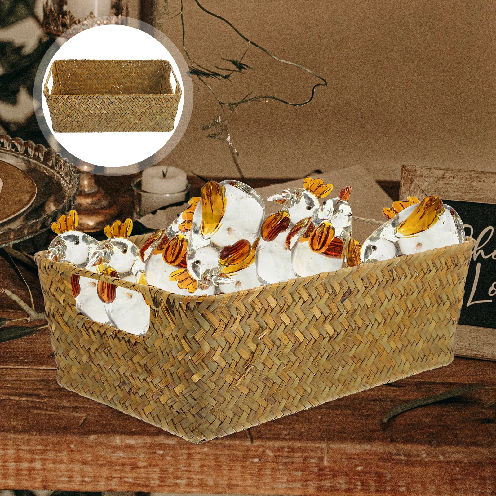 Straw Basket Handwoven Natural Desktop Organizer Decorative Storage Basket for Sundries Home Supplies Sundries Organizer
Straw Basket Handwoven Natural Desktop Organizer Decorative Storage Basket for Sundries Home Supplies Sundries Organizer