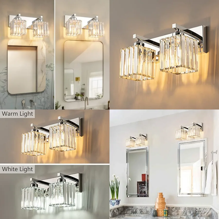 Modern Bathroom Vanity Light s Chrome Crystal Bathroom Wall Light Vanity Light Fixtures 12.59-inch Modern Minimalist Design
Modern Bathroom Vanity Light s Chrome Crystal Bathroom Wall Light Vanity Light Fixtures 12.59-inch Modern Minimalist Design