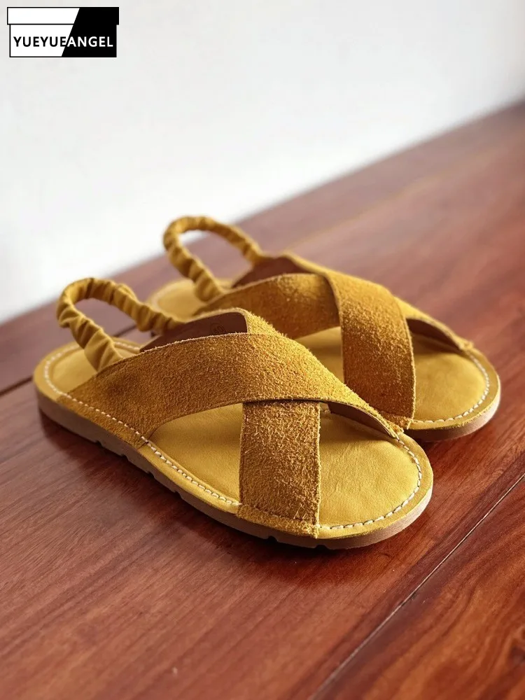 Summer Women Genuine Leather Shoes Vintage Harajuku Casual Flat Sandals Open Toe Handmade Breathable Cow Suede Gladiator Sandals
Summer Women Genuine Leather Shoes Vintage Harajuku Casual Flat Sandals Open Toe Handmade Breathable Cow Suede Gladiator Sandals