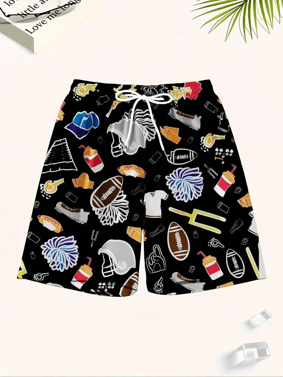 Football Theme Swim Trunks With Sports Icons Pattern For Men Summer Beach Shorts
Football Theme Swim Trunks With Sports Icons Pattern For Men Summer Beach Shorts