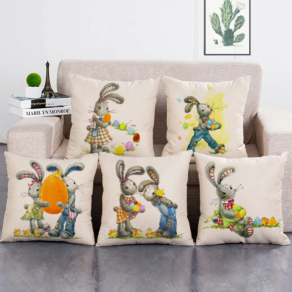 Happy Easter Decorative Cushion Cover with Cute Bunny Rabbit Pattern Home Decor for Sofa Bedroom or Office Pillow Cases
Happy Easter Decorative Cushion Cover with Cute Bunny Rabbit Pattern Home Decor for Sofa Bedroom or Office Pillow Cases