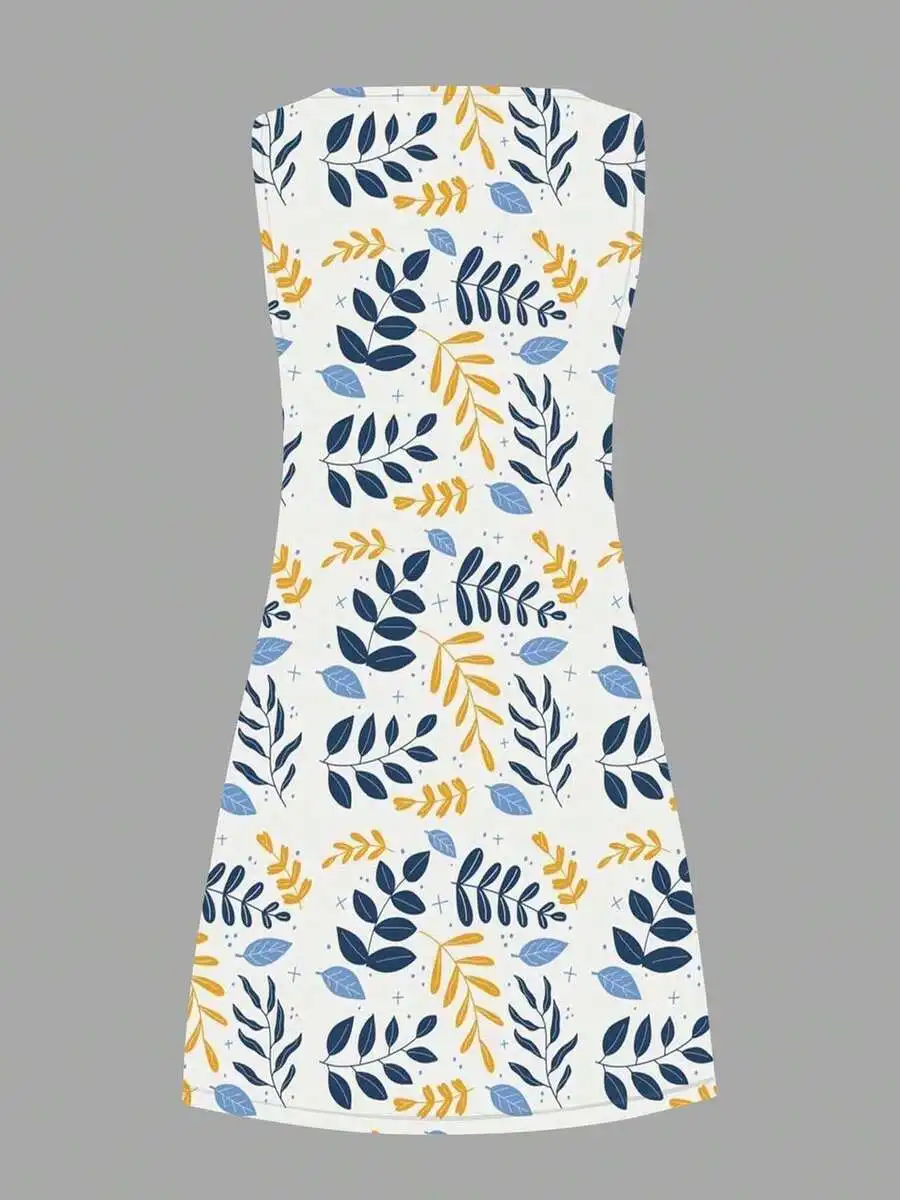 Leaf Print Sleeveless Dress Round Neck Flared Hem Casual Active Wear
Leaf Print Sleeveless Dress Round Neck Flared Hem Casual Active Wear
