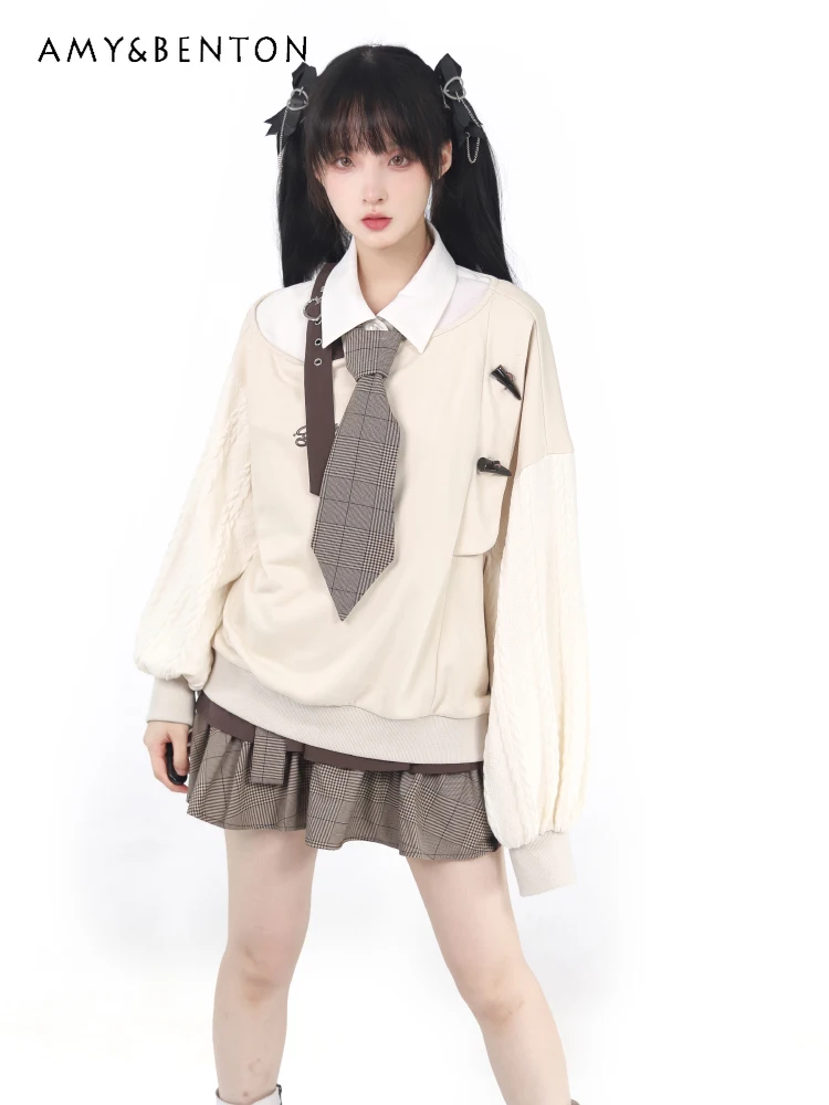 2025 Spring and Autumn New Style Beige Knitted Patchwork Plaid Design Hoodie White Short Shirt Casual High Waist Cake Skirt Set
2025 Spring and Autumn New Style Beige Knitted Patchwork Plaid Design Hoodie White Short Shirt Casual High Waist Cake Skirt Set