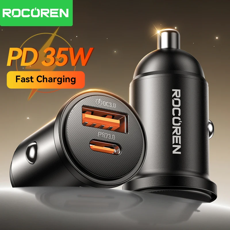 Rocoren Mini PD 35W USB Car Charger QC 3.0 Fast Charge Type C Car Mobile Phone Charger Adapter For iPhone 16 15 Samsung Xiaomi
Rocoren Mini PD 35W USB Car Charger QC 3.0 Fast Charge Type C Car Mobile Phone Charger Adapter For iPhone 16 15 Samsung Xiaomi