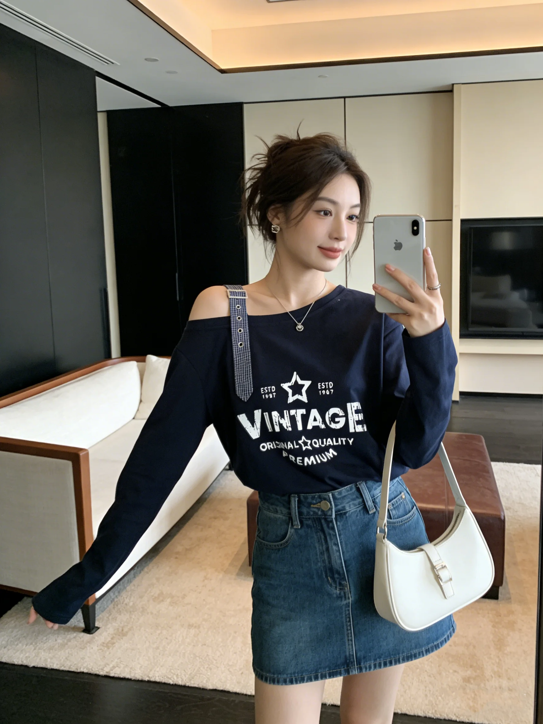 Retro Korean Letter Print Oblique oulder T-irt Slimming Versatile Early Spring Plaid Color Blo Top New Sle Women's Fa...
Retro Korean Letter Print Oblique oulder T-irt Slimming Versatile Early Spring Plaid Color Blo Top New Sle Women's Fa...