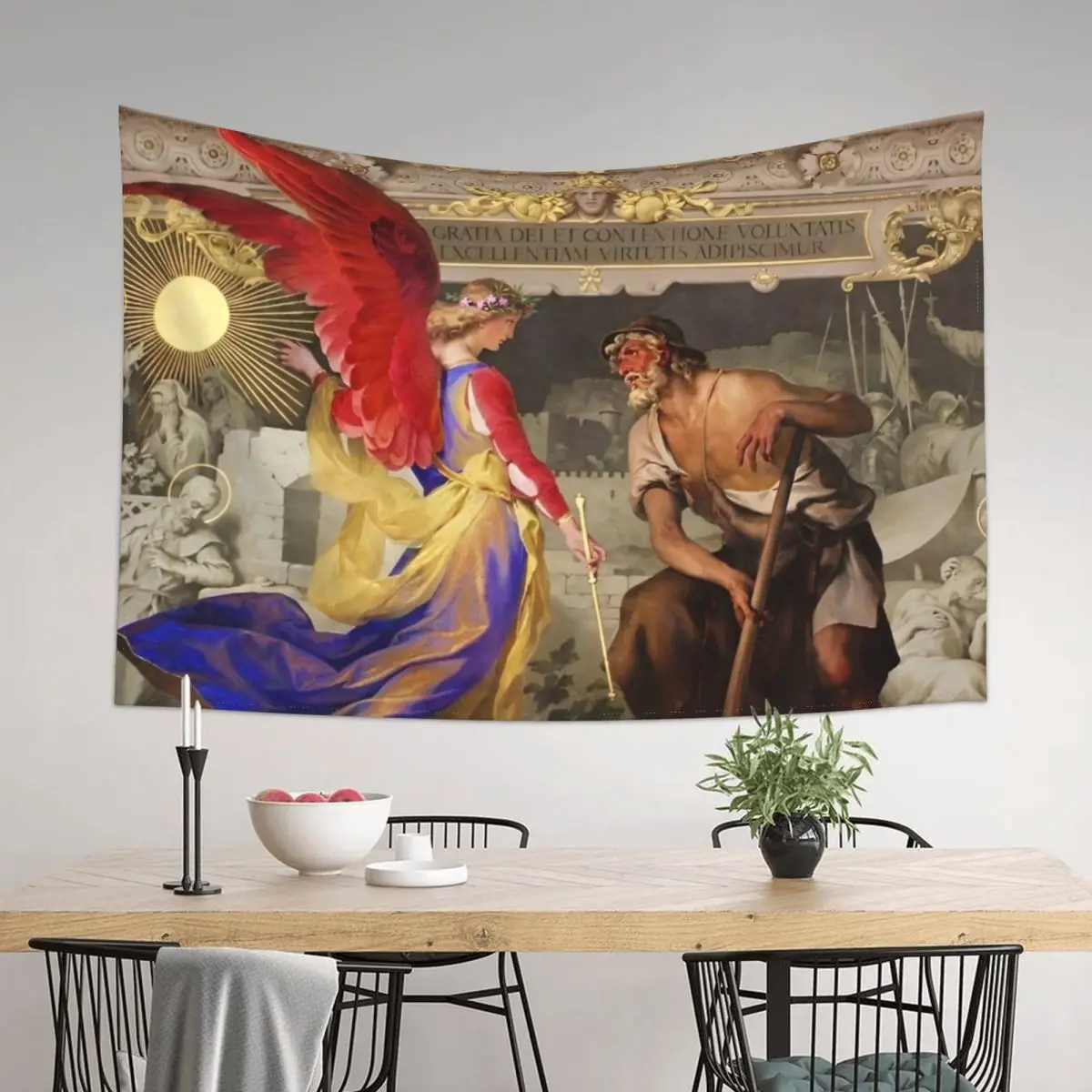 The Angel and the Farmer Italian renaissance landscape frescoe mural painting art print Tapestry Wall Decor For Bedroom Tapestry 
The Angel and the Farmer Italian renaissance landscape frescoe mural painting art print Tapestry Wall Decor For Bedroom Tapestry