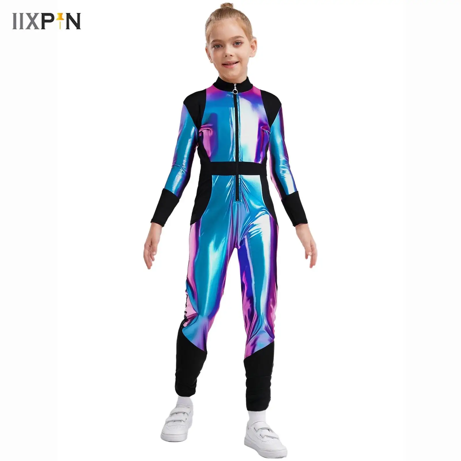 Girls Boys Halloween Astronaut Alien Cosplay Costume Long Sleeves High Waist Shiny Metallic Zipper Jumpsuit Athletic Bodysuit
Girls Boys Halloween Astronaut Alien Cosplay Costume Long Sleeves High Waist Shiny Metallic Zipper Jumpsuit Athletic Bodysuit