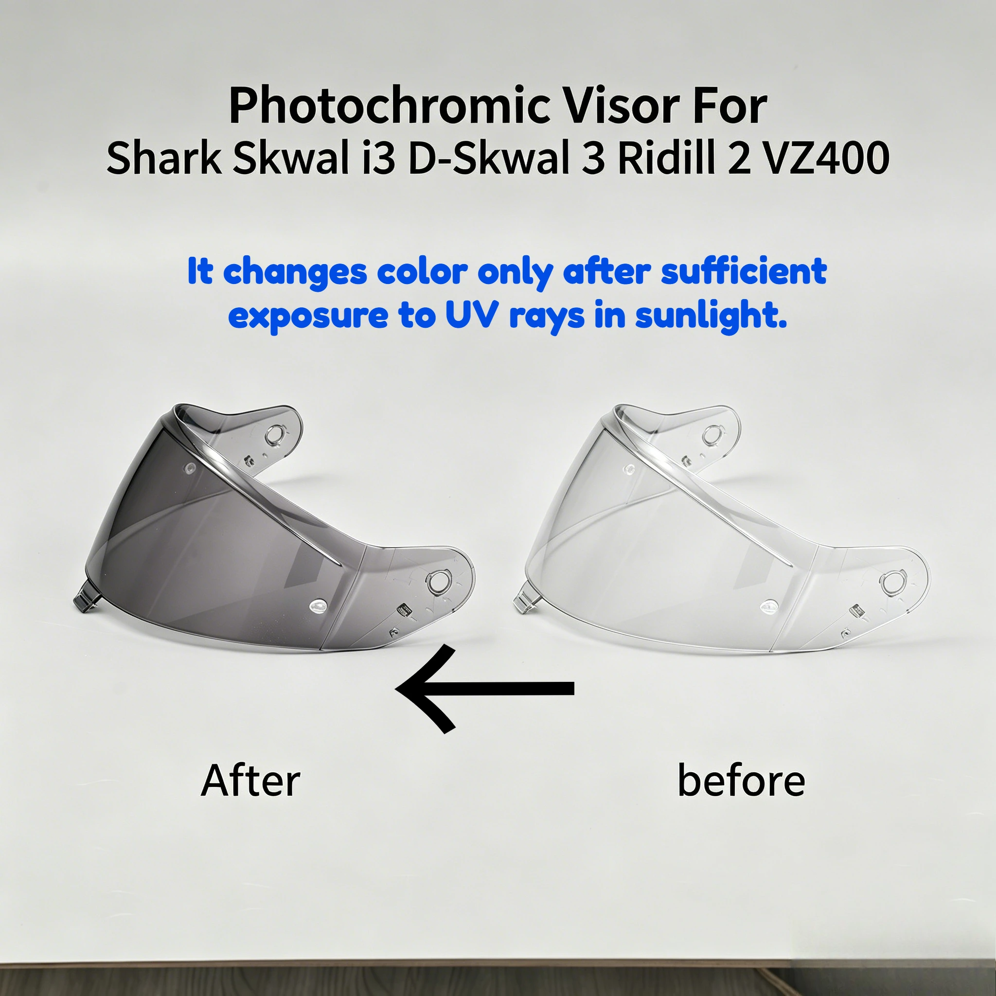 Photochromic Visor For Shark D-Skwal 3 Ridill 2 VZ400 casco de moto Skwal i3 Helmet Lens Shield Anti-UV Motorcycle Accessories
Photochromic Visor For Shark D-Skwal 3 Ridill 2 VZ400 casco de moto Skwal i3 Helmet Lens Shield Anti-UV Motorcycle Accessories