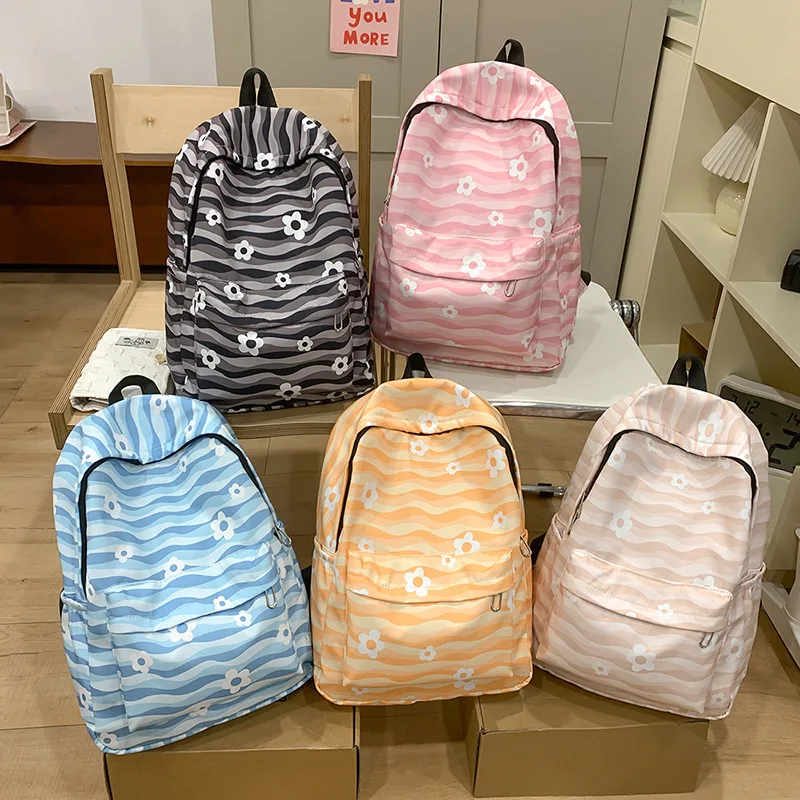 Blue Wave and Flower Pattern Casual Backpack with Cute Style Water Resistant Fabric Suitable for Teenage Girls Daily School
Blue Wave and Flower Pattern Casual Backpack with Cute Style Water Resistant Fabric Suitable for Teenage Girls Daily School
