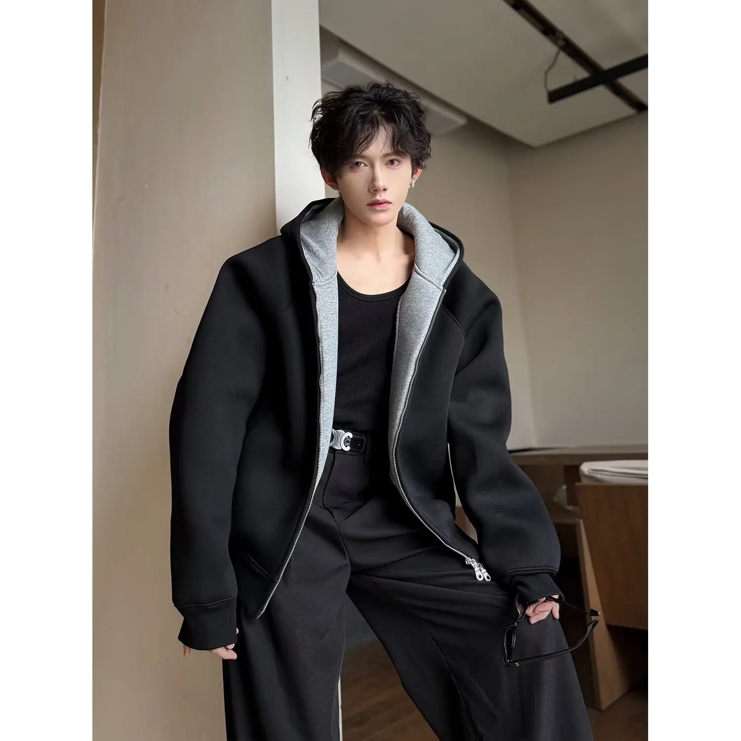 Heavyweight Autumn Winter Men's Zipper Hooded Cardigan Jaet American High Street Cleanfit Sweatirt Loose Fit Long Sve
Heavyweight Autumn Winter Men's Zipper Hooded Cardigan Jaet American High Street Cleanfit Sweatirt Loose Fit Long Sve