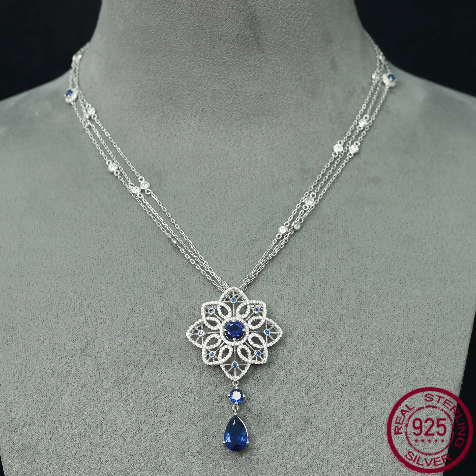 New S925 Silver Gold Plated Necklace, Xiao Family Royal Blue Hollow Lace Jewelry, Women's Necklace, Wedding Jewelry
New S925 Silver Gold Plated Necklace, Xiao Family Royal Blue Hollow Lace Jewelry, Women's Necklace, Wedding Jewelry