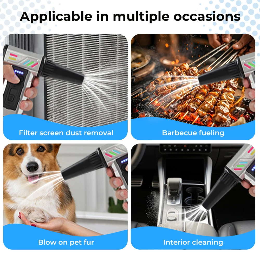990000RPM Hurricane Dust Blower Wireless Compressed Air Duster High-speed Violent Fan 65m/s Wind speed Turbo Jet Blower
990000RPM Hurricane Dust Blower Wireless Compressed Air Duster High-speed Violent Fan 65m/s Wind speed Turbo Jet Blower