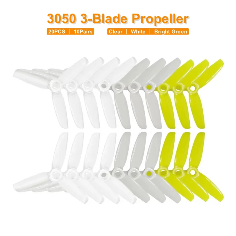 20Pcs/10Pairs 3050 LDARC 3-Blade Propeller 3 Inch CW CCW With 5mm Mounting Hole For RC Model FPV Drone Quadcopter PC Props
20Pcs/10Pairs 3050 LDARC 3-Blade Propeller 3 Inch CW CCW With 5mm Mounting Hole For RC Model FPV Drone Quadcopter PC Props