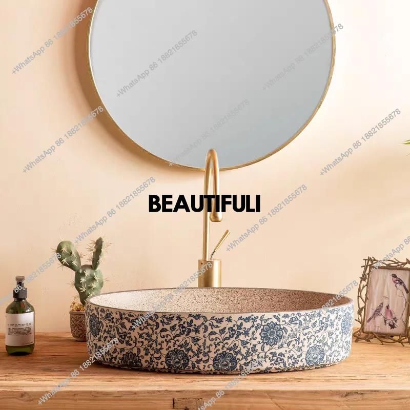 Retro blue and white ceramic basin, balcony washbasin, single basin, bathroom washbasin, bathroom sink, washbasin
Retro blue and white ceramic basin, balcony washbasin, single basin, bathroom washbasin, bathroom sink, washbasin