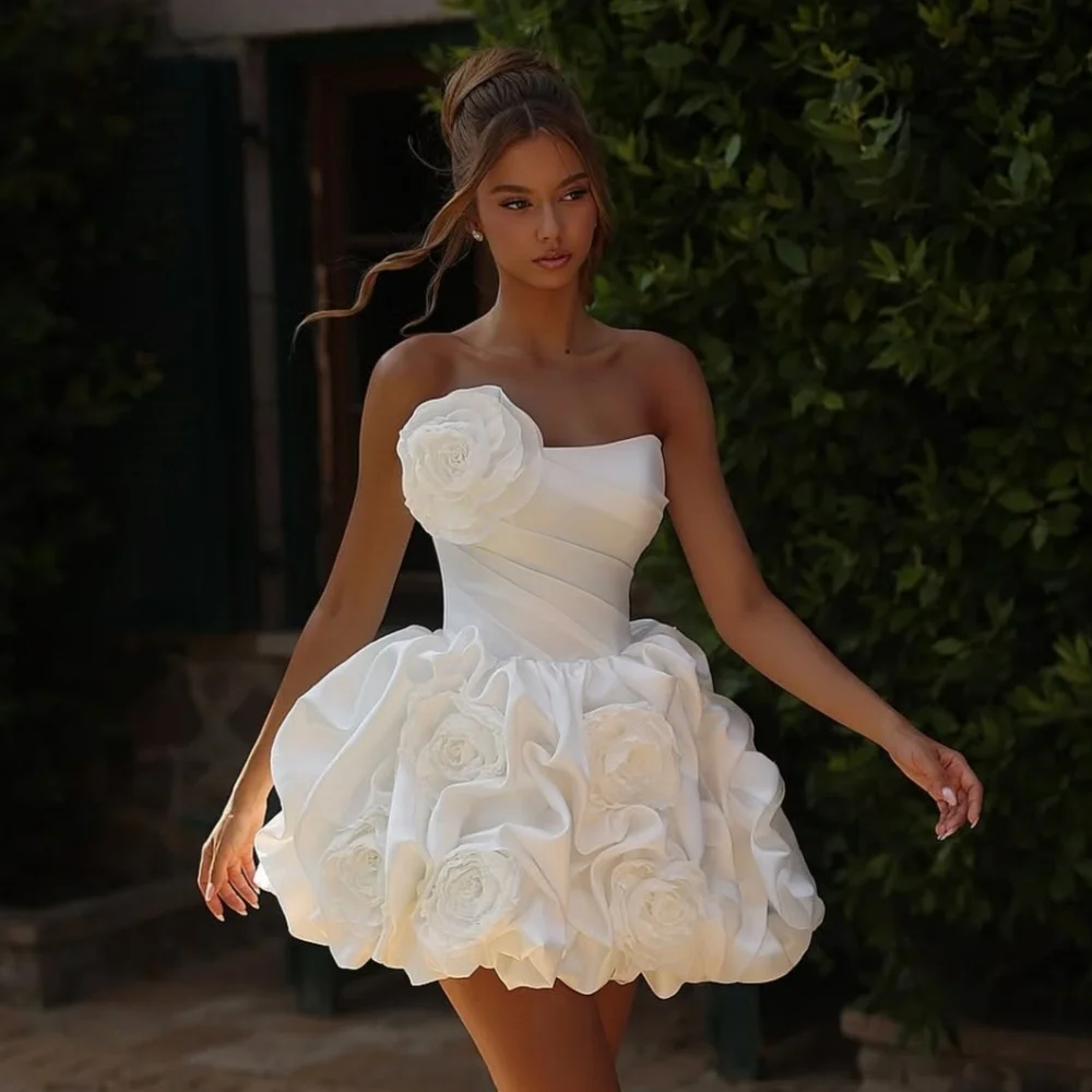 Customized Modern Style Fashion Handmade Flower Pleat A-line Strapless Mini Dresses Bespoke Occasion Dresses High Quality Sexy
Customized Modern Style Fashion Handmade Flower Pleat A-line Strapless Mini Dresses Bespoke Occasion Dresses High Quality Sexy