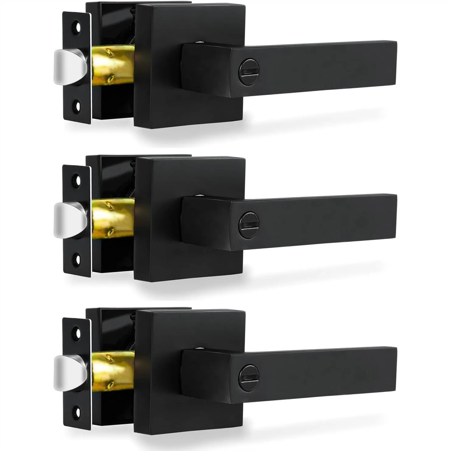 Privacy Door Levers, 3 Pack Matte Black Heavy Duty Interior Door Handles with Lock for Bed and Bath, Reversible
Privacy Door Levers, 3 Pack Matte Black Heavy Duty Interior Door Handles with Lock for Bed and Bath, Reversible