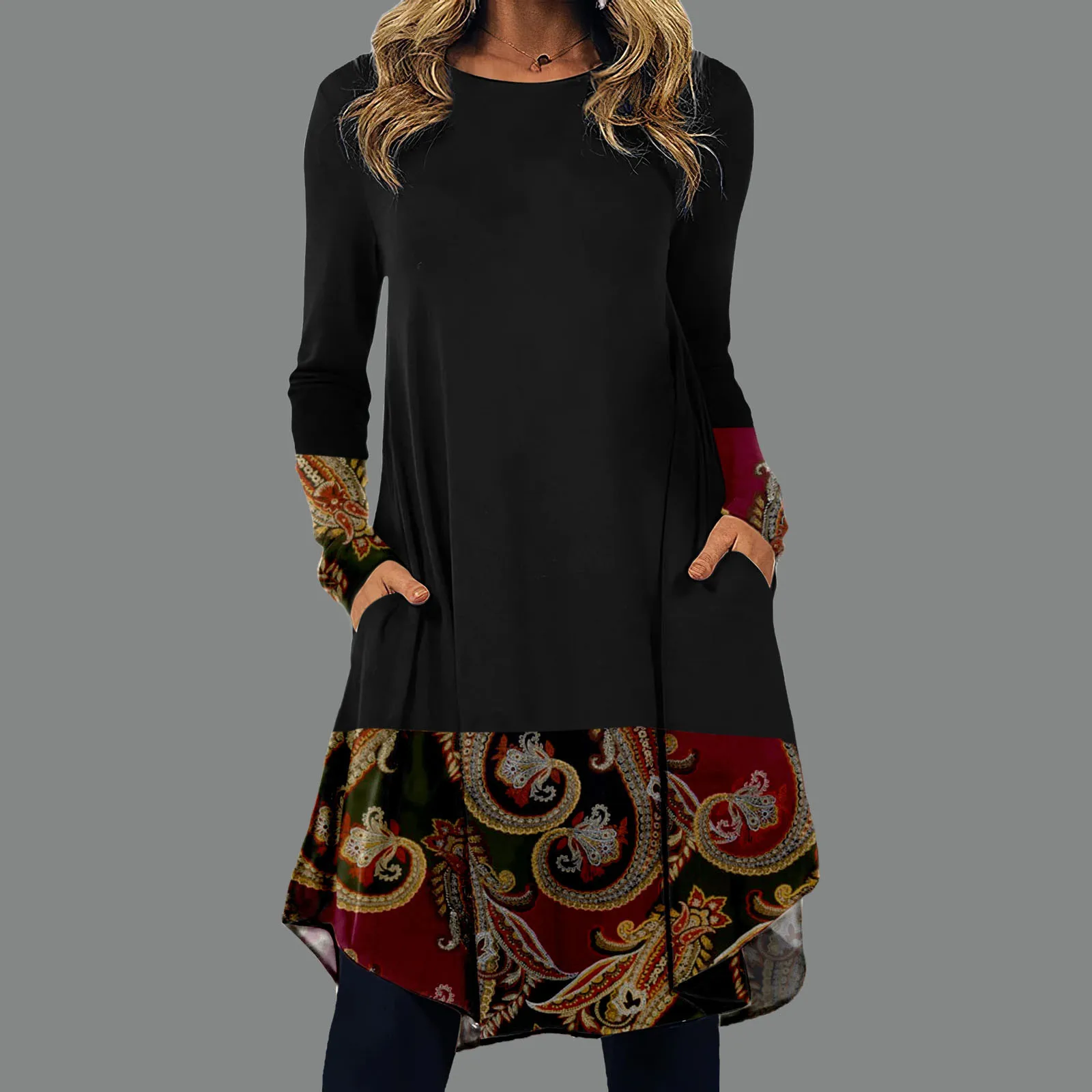 New Women Black Print Bohemian Vintage Dresses Women Long Sleeve Casual Loose Boho Dress For Lady Autumn Spring Clothing 2024
New Women Black Print Bohemian Vintage Dresses Women Long Sleeve Casual Loose Boho Dress For Lady Autumn Spring Clothing 2024