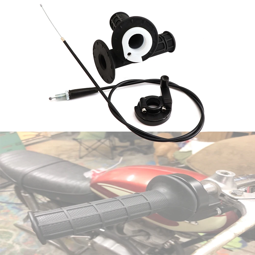 7/8" 22mm Motorcycle Grips with Throttle Clamp Twist Cable Throttle Cable for 50-250CC ATV Quad Pit Dirt Bike Buggy Racing
7/8" 22mm Motorcycle Grips with Throttle Clamp Twist Cable Throttle Cable for 50-250CC ATV Quad Pit Dirt Bike Buggy Racing