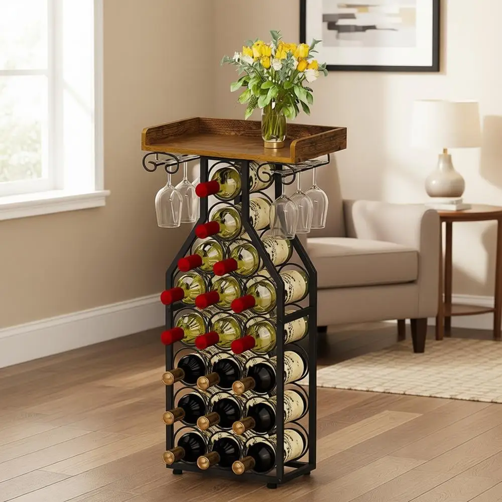 Compact Wine Storage Rack with Mini Bar Table, Tabletop Glass Holder, and Display Stand for Home Bar or Kitchen Living Room
Compact Wine Storage Rack with Mini Bar Table, Tabletop Glass Holder, and Display Stand for Home Bar or Kitchen Living Room